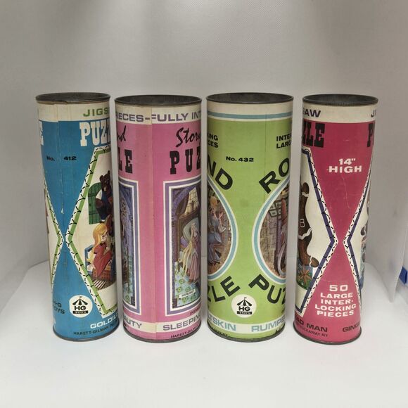 4 HG TOYS Jigsaw Puzzles #429#411#432#412 In Can Vintage As Is - Picture 4 of 6